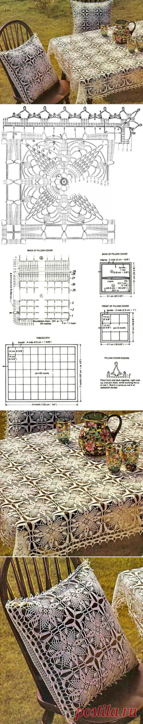 Tablecloth And Pillow Cover - Crochet Tablecloth Free Pattern - Gorgeous | Crochet Art | Bloglovin’