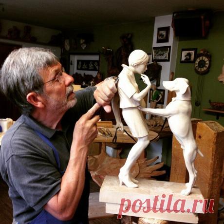 Какие невероятные скульптуры можно научиться делать, если посвятить резьбе по дереву более 30 лет | АРТИзба | Яндекс Дзен