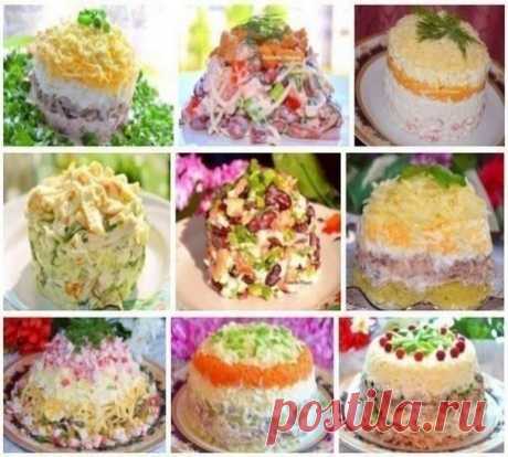 РЕЦЕПТЫ ВКУСНЫХ САЛАТОВ
1. Салат "Ночь"
Ингредиенты:
Яйца вареные 5 шт
грудка куриная копченая 200гр
грибы маринованные 200гр
сыр 100-150гр
зелень для украшения
майонез или сметана
Приготовление:
Отделить белки от желтков. По отдельности
натереть. Мясо и грибы мелко порезать. Сыр натереть на мелкой терке.
Мясо заправить майонезом. Выкладываем слоями снизу вверх: мясо, грибы, майонез, белки, майонез, сыр, майонез. желтки. украсить зеленью.
2. Салат с сухариками
Ингредиенты (количество по вашему в