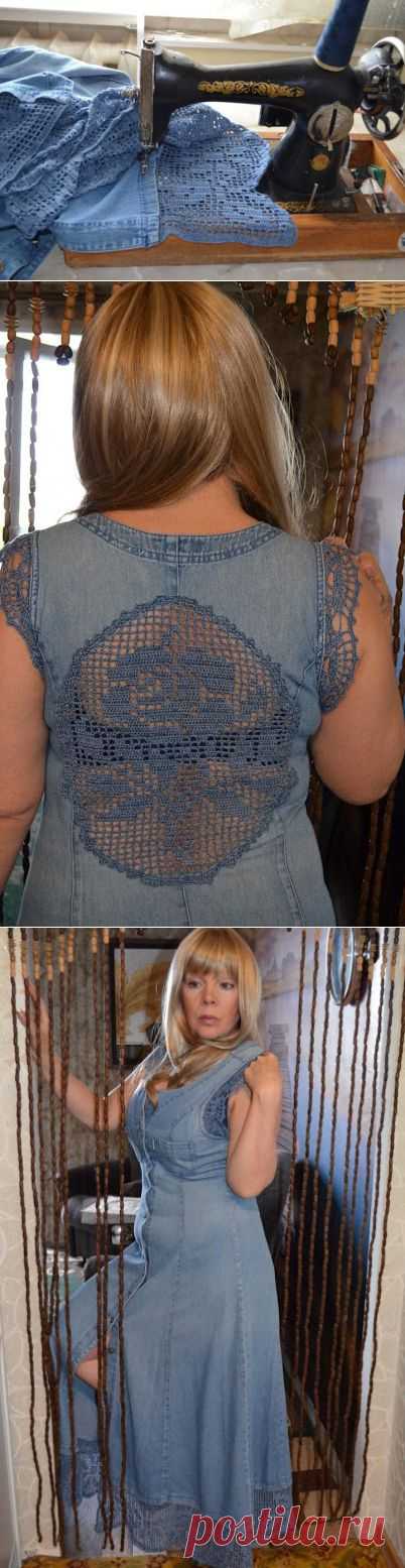 Превращение скучного джинсового халата в стильный летний наряд | Мамам, женщинам, бабушкам и очень любознательным.