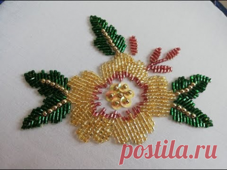 hand embroidery:Embroidery beautiful rose beads.