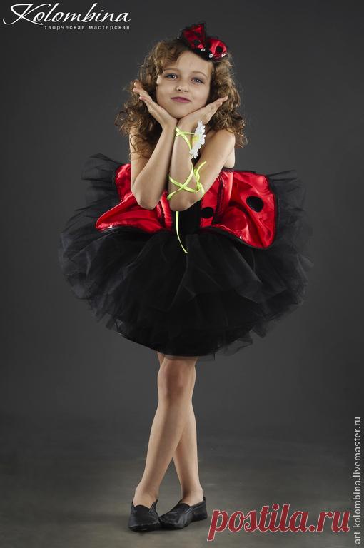 Купить Костюм Божья коровка - ярко-красный, карнавальный костюм, божья коровка, атлас, фатин