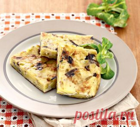 Тортилья, омлет с картофелем и грибами, второе блюдо. Пошаговый рецепт с фото