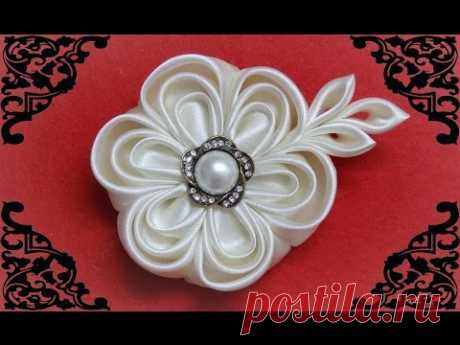 DIY kanzashi flower,wedding kanzashi flower accessoire tutorial, flores de cinta