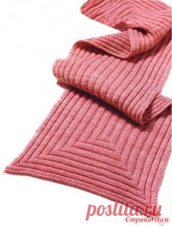 Геометрический шарф Размер: 25,5 см х 91,5 см.  Вам потребуется: • 3 мотка пряжи по 50 г (в каждом около 158 м) розового цвета; • пара спиц № 3,5 ; • 4 декоративные бусины из розового кварца.