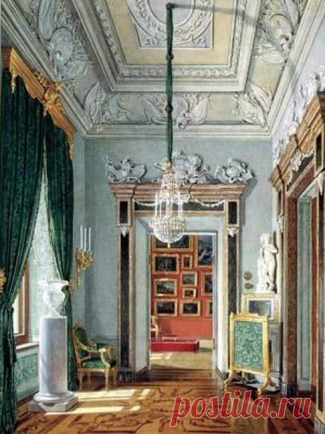 Зеленая угловая. Арх. А. Ринальди, 1770-е гг. Акварель Э. Гау, 1880г. / Источник: history-gatchina.ru  | SORT 8