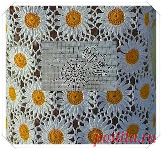 Вяжем ромашку. Сохрани в копилочку