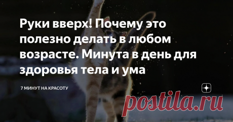 Руки вверх! Почему это полезно делать в любом возрасте. Минута в день для здоровья тела и ума Статья автора «7 минут на красоту» в Дзене ✍: Признаться, такой простой и универсальной техники на моем канале еще не было.