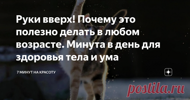 Руки вверх! Почему это полезно делать в любом возрасте. Минута в день для здоровья тела и ума Статья автора «7 минут на красоту» в Дзене ✍: Признаться, такой простой и универсальной техники на моем канале еще не было.