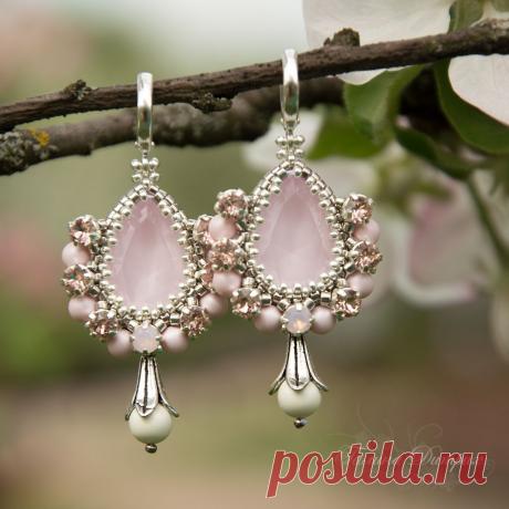 Серьги &quot;Яблоневый цвет&quot; или 50 оттенков розового:) | biser.info - всё о бисере и бисерном творчестве