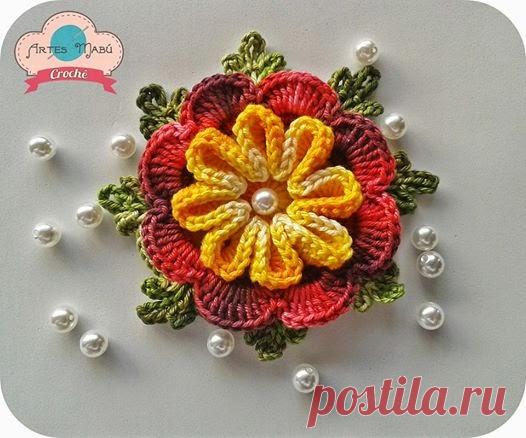 Яркие броши — цветы, связанные крючком — Рукоделие