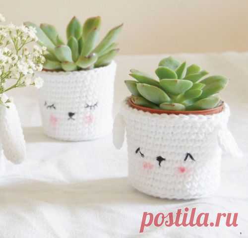 Вязаные кашпо - зайки (Diy) / Гаджеты / Своими руками - выкройки, переделка одежды, декор интерьера своими руками - от ВТОРАЯ УЛИЦА