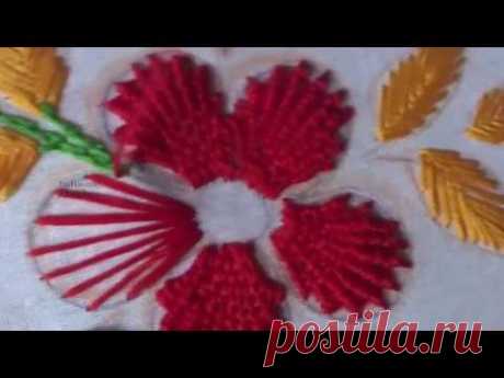 Hand Embroidery Flower Design Kamali Work and Fishbone Stitch by AmmaArts