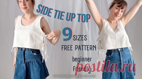 Side Tie Tank Top Sewing for Beginners | Free Pattern in 9 Sizes - Sparrow Refashion: A Blog for Sewing Lovers and DIY Enthusiasts