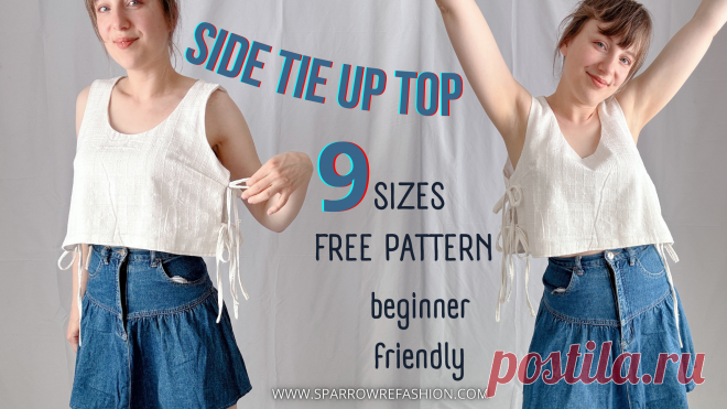 Side Tie Tank Top Sewing for Beginners | Free Pattern in 9 Sizes - Sparrow Refashion: A Blog for Sewing Lovers and DIY Enthusiasts