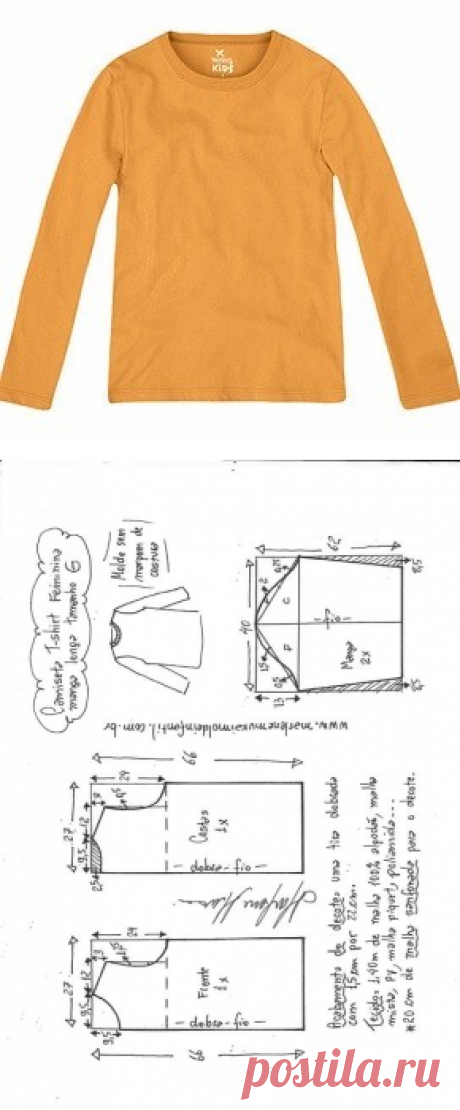Camiseta T-shirt manga longa feminina | DIY - molde, corte e costura - Marlene Mukai