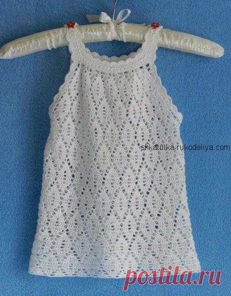 Сарафан для девочки крючком. Летний сарафан на бретельках для малышки | Шкатулка рукоделия