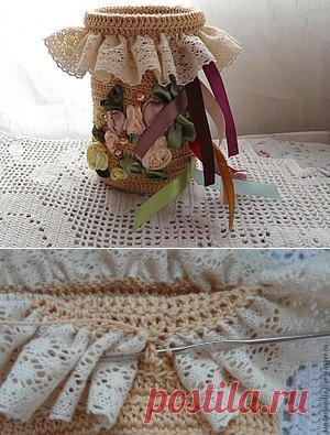 Вяжем корзинку для хранения атласных лент - Ярмарка Мастеров - ручная работа, handmade