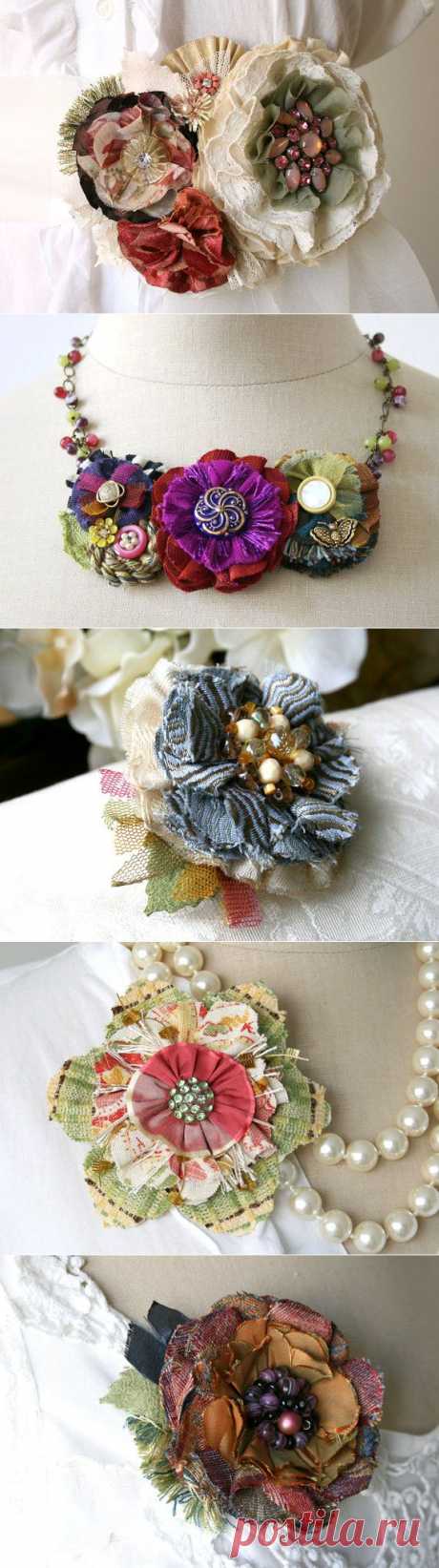 Великолепные цветочно-тканевые украшения от Rosy Posy Designs..