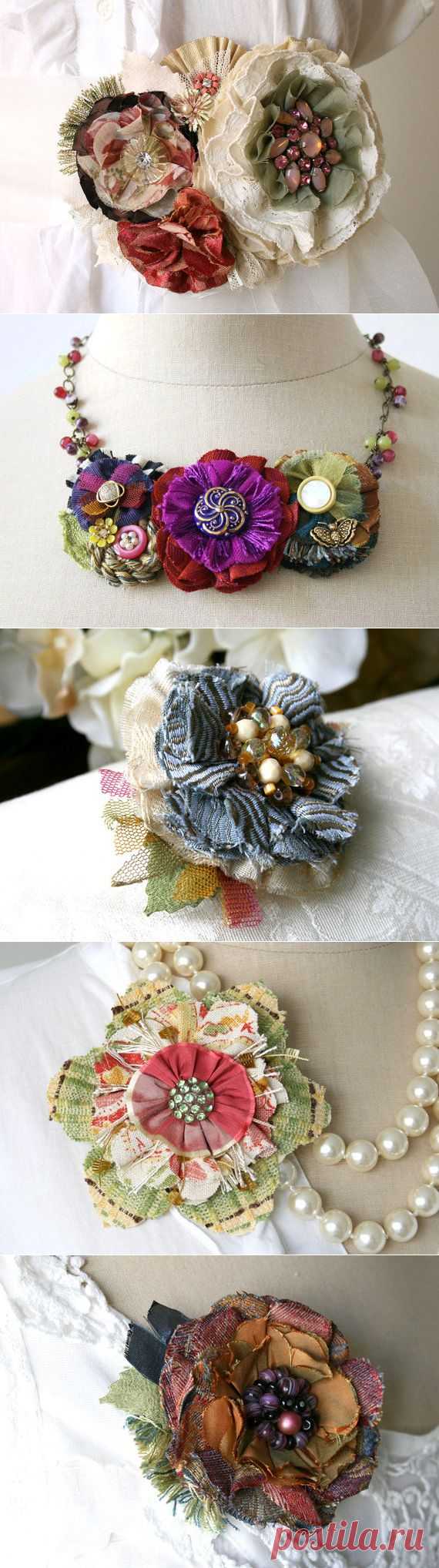 Великолепные цветочно-тканевые украшения от Rosy Posy Designs..