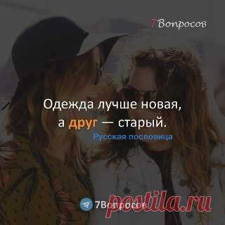 7Вопросов Одежда лучше новая, а друг — старый. © Русская пословица