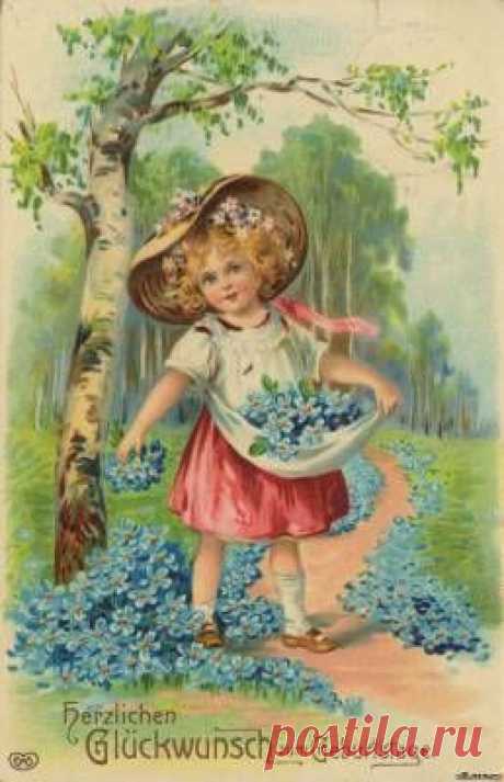 Незабудки - Квіти - Вінтажні листівки, фони, текстури - Колекція Elli