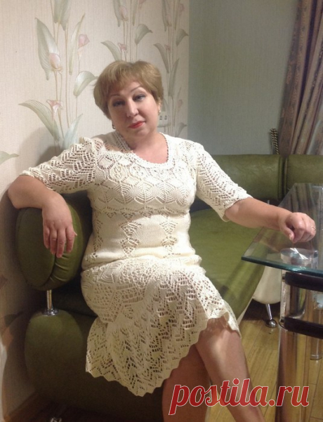 Роскошное ажурное платье спицами. Автор - Желала. Схемы