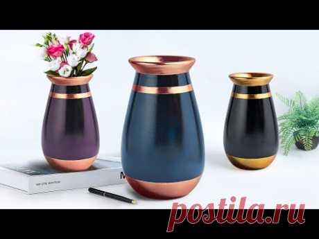 Glossy flower vase making || Easy Paper flower vase || Cement flower vase || flower vase - YouTube