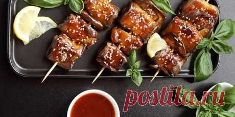 ШАШЛЫЧКИ ИЗ БАКЛАЖАНОВ С СОУСОМ БАРБЕКЮ