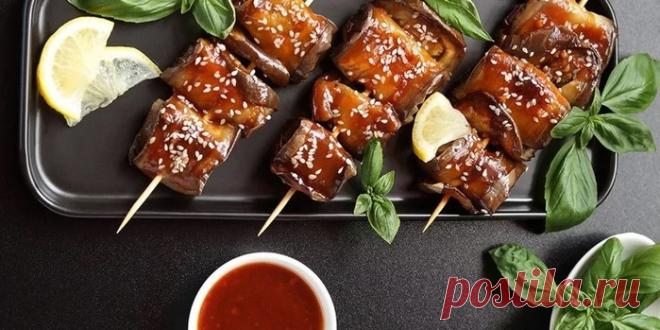 ШАШЛЫЧКИ ИЗ БАКЛАЖАНОВ С СОУСОМ БАРБЕКЮ