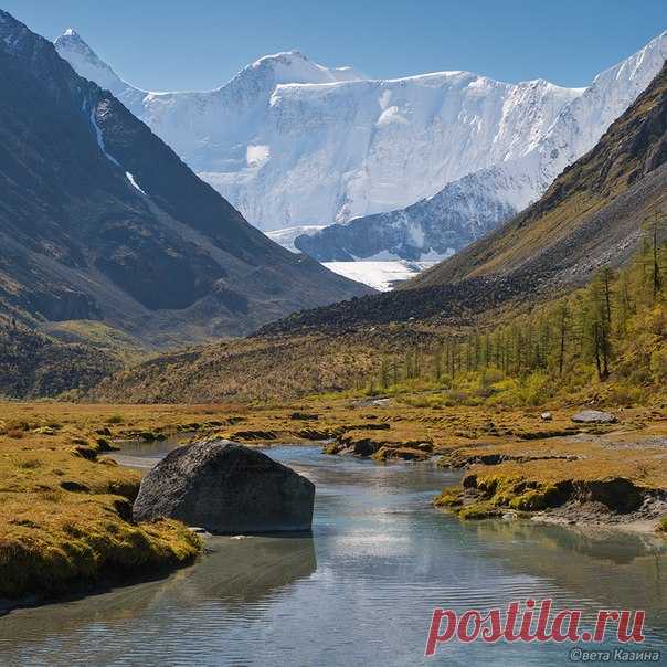 Гора Белуха и река Аккем, Горный Алтай. Автор фото – Светалана Казина:
