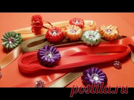 Ribbon flowers: small "pensil" flowers/tutorial/цветы из лент: маленькие "карандашные" цветочки/МК