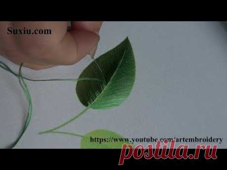 Leaf Embroidery for beginner(19)苏绣(中国苏州刺绣)Ricami Art broderie 葉 初心者に刺繍ししゅう