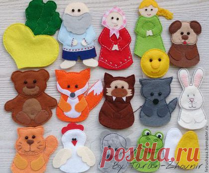 Купить Пальчиковый театр "4 сказки" - разноцветный, пальчиковый театр, кукольный театр, игры из фетра