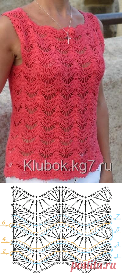 Топ «Коралловый зигзаг» | Клубок