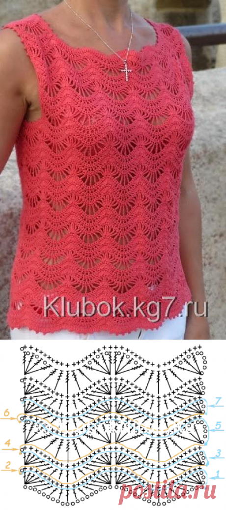 Топ «Коралловый зигзаг» | Клубок