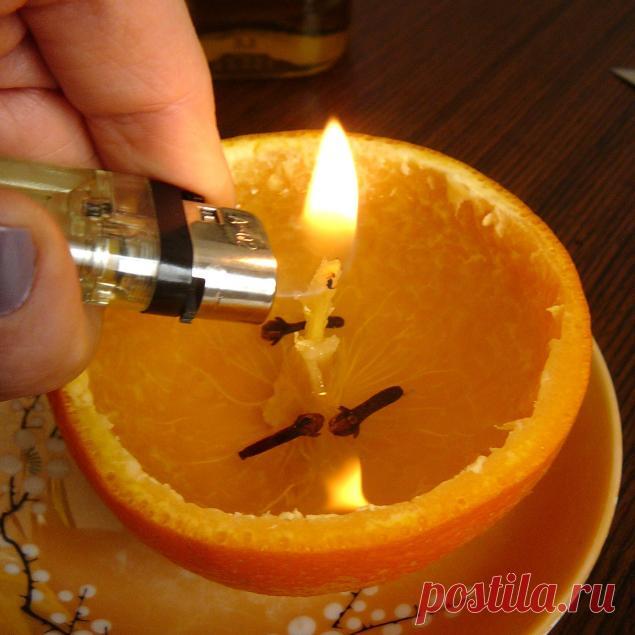 Мастер-класс : Свечка из апельсина своими руками!