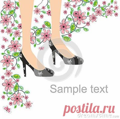 Black Shoes Butterfly And Pink Flowers Stock Photo - Image: 27271710