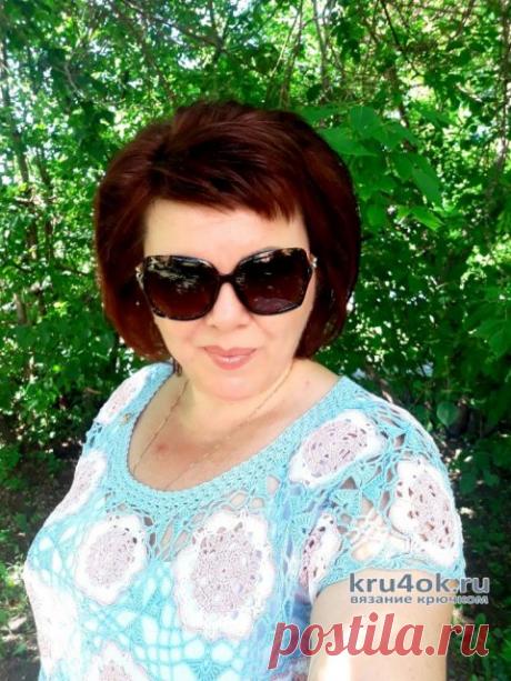 Летняя кофточка из мотивов крючком. Работа Валентины Шишацкой