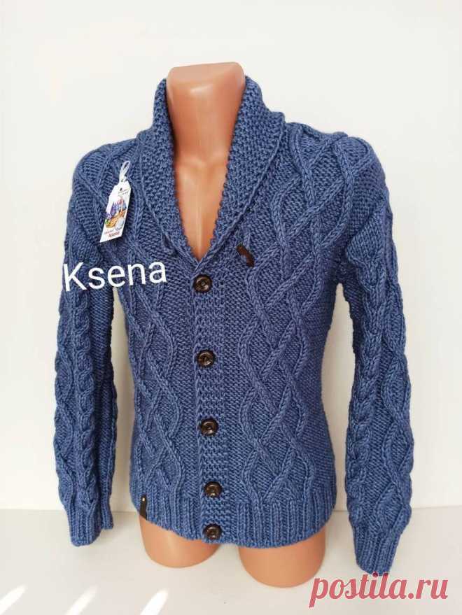 Men's hand knitted cardigan Men's knitted coat | Etsy