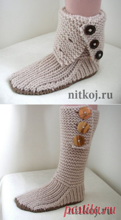 Сапожки-тапочки спицами Prairie Boots