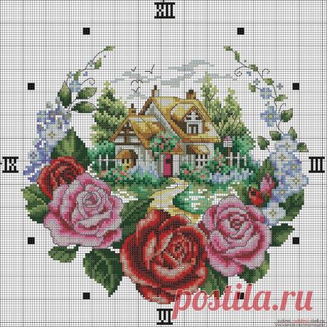 Мастер-класс по вышивке крестом нежных роз со схемой и описанием.