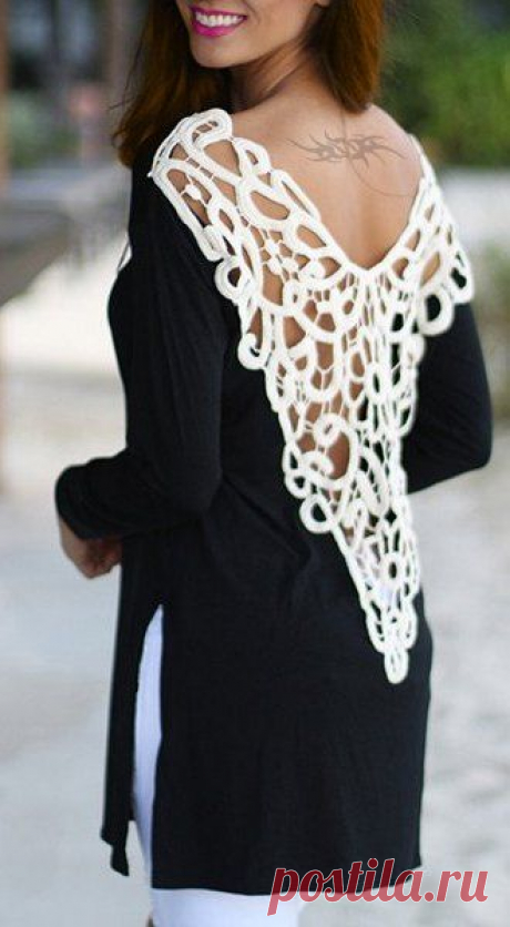 Stylish Scoop Neck Long Sleeve Side Slit Hollow Out Women's T-Shirt
