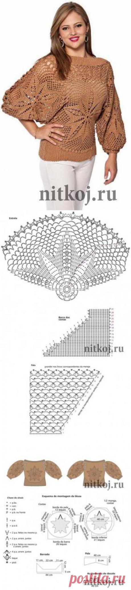 Кружевной джемпер от Coats Corrente » Ниткой - вязаные вещи для вашего дома, вязание крючком, вязание спицами, схемы вязания
