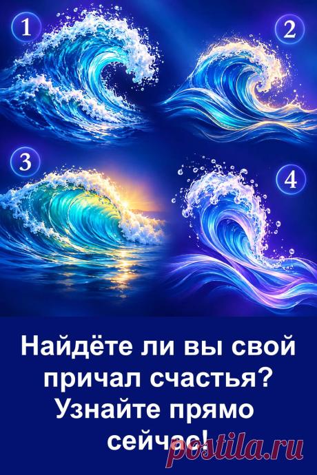 У каждого человека свой путь к счастью. Эта красивая картинка с четырьмя волнами поможет прикоснуться к тайне личного предсказания. Какая волна привлечёт ваше внимание и какой смысл скрывается за ней? Пройдите интересный тест и прочитайте послание, предназначенное именно для вашего номера.