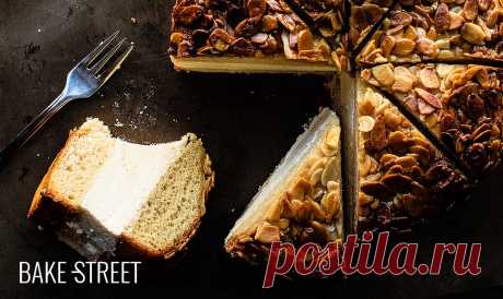 Bienenstich - Picadura de abeja - Bake-Street.com Bienenstich o Picadura de abeja. Un pastel de origen alemán elaborado con una masa enriquecida y horneada con una cobertura de almendra y miel. Relleno con una crema de nata y natillas.
