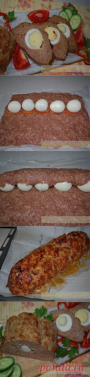 Кулинарные рецепты Мясной рулет с яйцом &raquo; Кулинарные рецепты