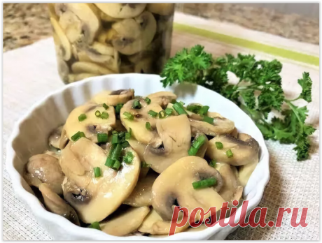Пикантная закуска из шампиньонов в чесночно-горчичном маринаде!