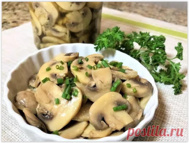 Пикантная закуска из шампиньонов в чесночно-горчичном маринаде!