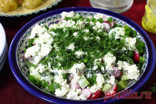 Салат з редиски та огірків з бринзою | Picantecooking